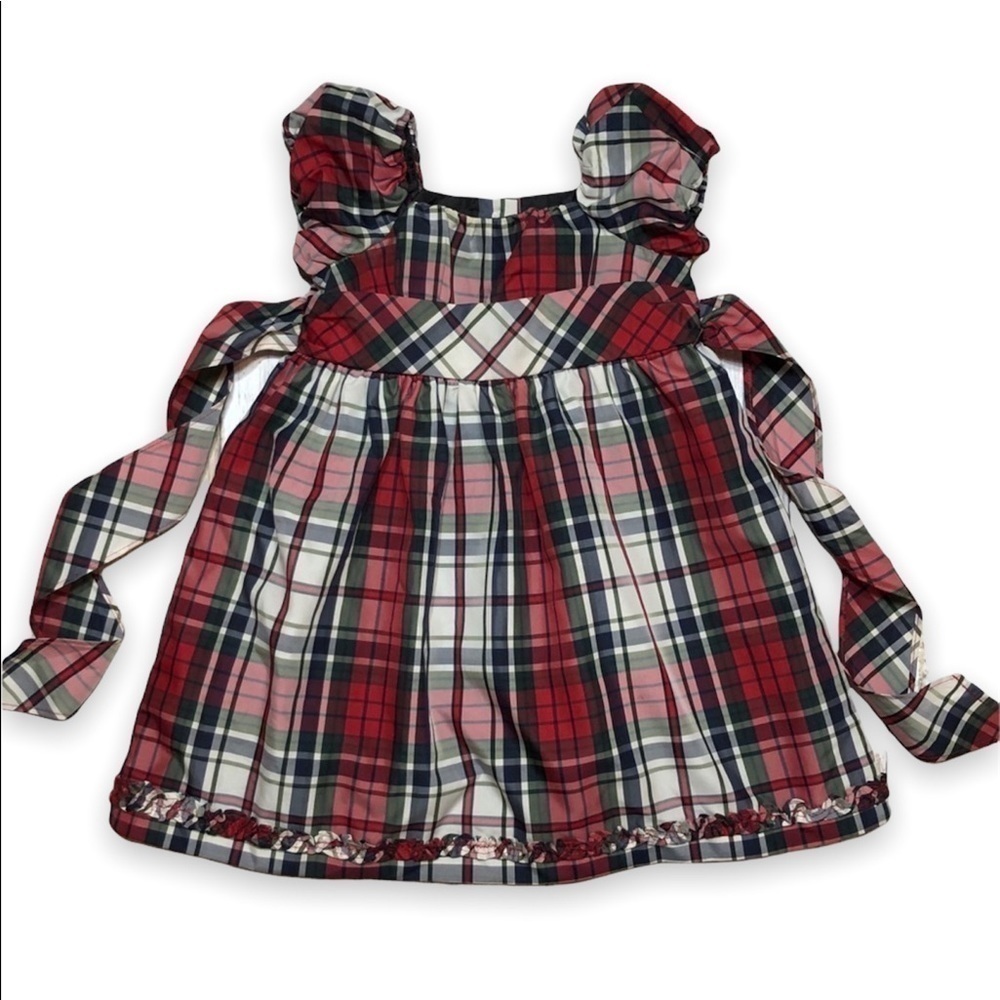 Chaps Holiday Plaid Ruffle Lined Dress‎ Baby Girls 18mo.